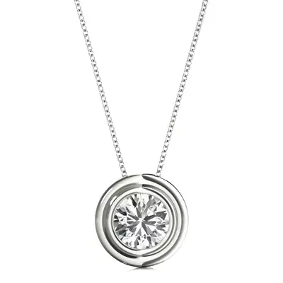Round Diamond Solitaire Fluted Bezel Necklace (3/4 ct. tw.)